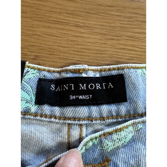 NWT Saint Morta Denim Jean Shorts Size 34 Floral Distressed Cotton Boho Hippie - Picture 3 of 16